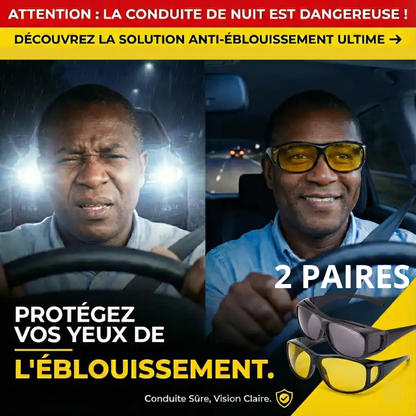 Lunette anti éblouissement de conduite : jour et nuit, 2 Paires